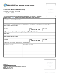 Form 300 Certificate of Limited Partnership for a Limited Partnership - Rhode Island, Page 2