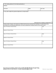 Form 300 Certificate of Limited Partnership for a Limited Partnership - Rhode Island, Page 3