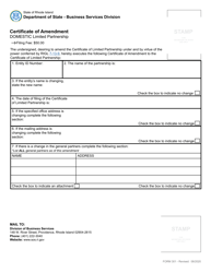 Form 301 Certificate of Amendment to Certificate of Domestic Limited Partnership - Rhode Island, Page 2