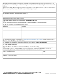 Form 450 Application for Registration for a Foreign Limited Liability Company - Rhode Island, Page 4