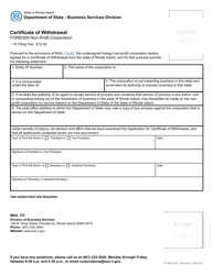 Form 254 &quot;Application for Certificate of Withdrawal for a Foreign Non-profit Corporation&quot; - Rhode Island, Page 2