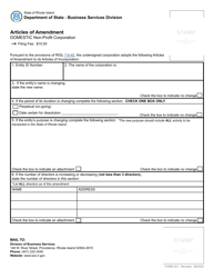 Form 201 Articles of Amendment for a Domestic Non-profit Corporation - Rhode Island, Page 2