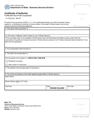 Form 250 Application for Certificate of Authority for a Non-profit Corporation - Rhode Island, Page 2