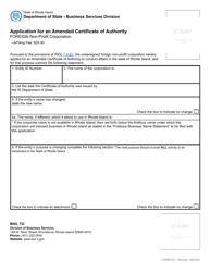 Form 251 Application for an Amended Certificate of Authority for a Foreign Non-profit Corporation - Rhode Island, Page 2