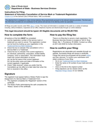 Form 670 Statement of Voluntary Cancellation of Service Mark or Trademark Registration - Rhode Island
