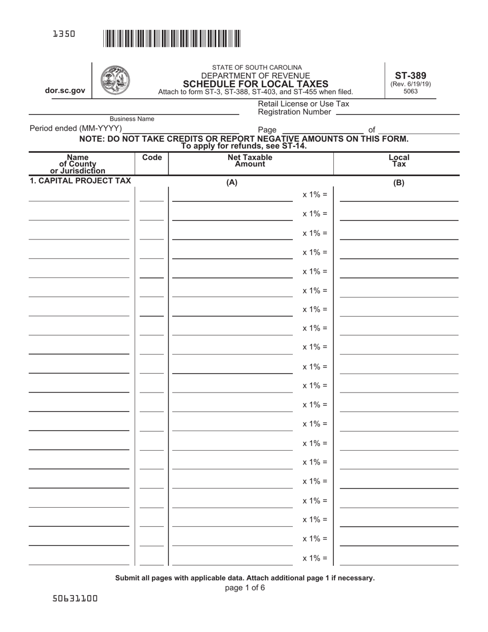 Form ST389 Download Printable PDF or Fill Online Schedule for Local