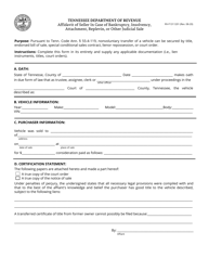 Document preview: Form RV-F1311201 Affidavit of Seller in Case of Bankruptcy, Insolvency, Attachment, Replevin, or Other Judicial Sale - Tennessee