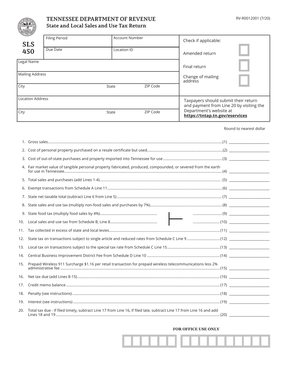 Form SLS450 (RVR0012001) Download Printable PDF or Fill Online State