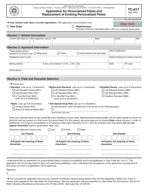 Form TC-817  Printable Pdf