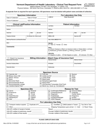 Form Micro220 &quot;Clinical Test Request Form&quot; - Vermont