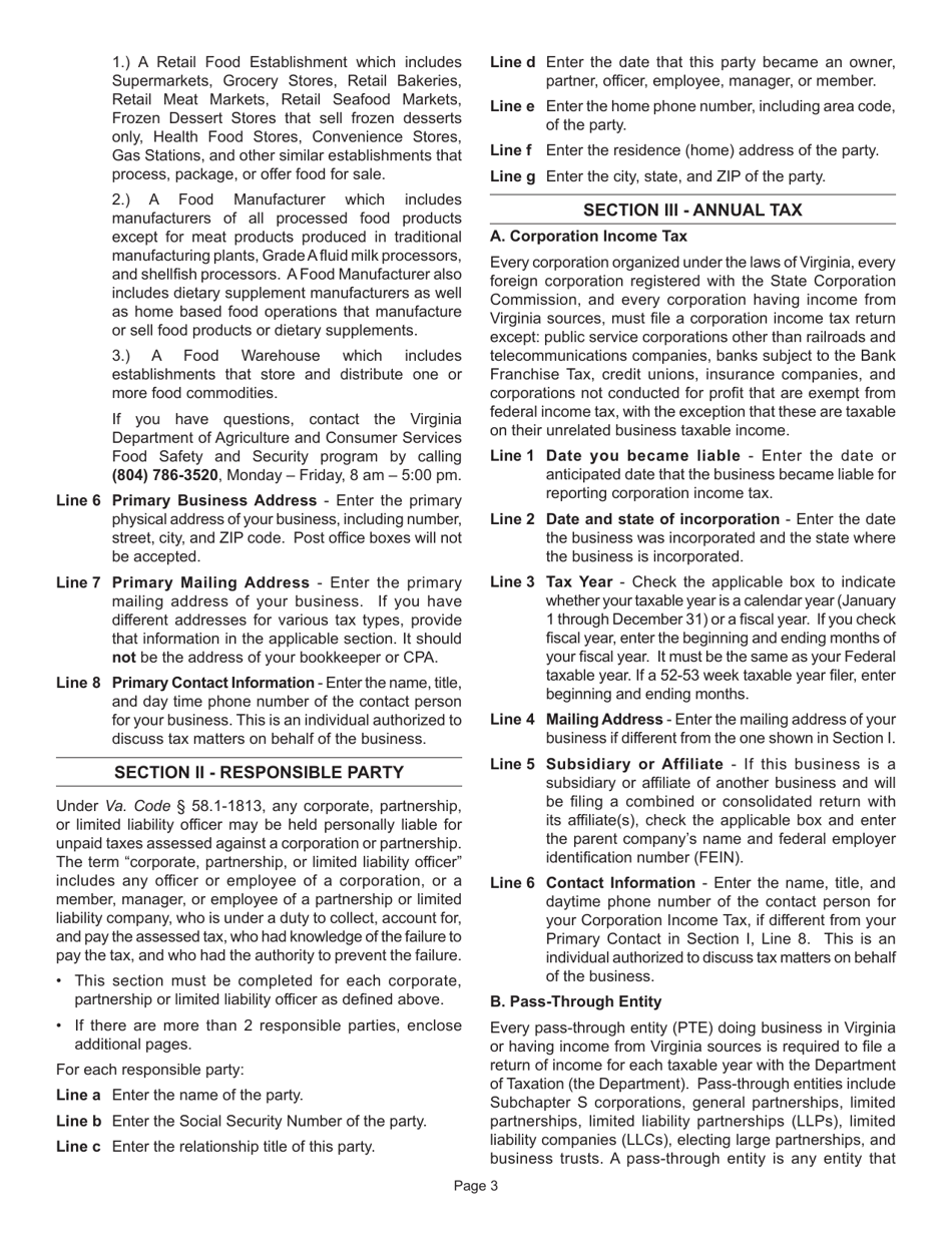 Instructions for Form R-1 Business Registration Form - Virginia, Page 4