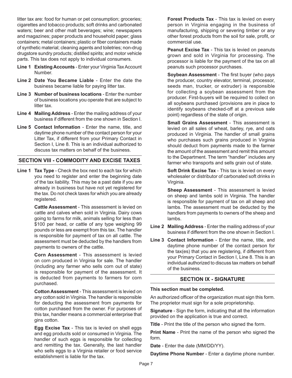 Instructions for Form R-1 Business Registration Form - Virginia, Page 8