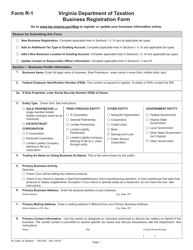Form R-1 Business Registration Form - Virginia