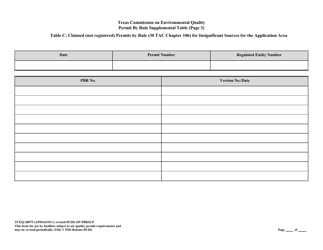 Form TCEQ-20875 (OP-PBRSUP) Permit by Rule Supplemental Table - Texas, Page 7