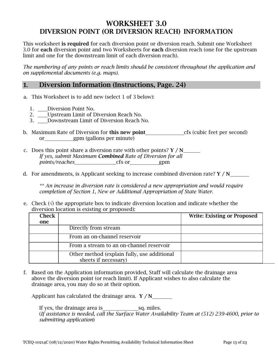 Form TCEQ-10214C Technical Information Report Water Rights Permitting - Texas, Page 13