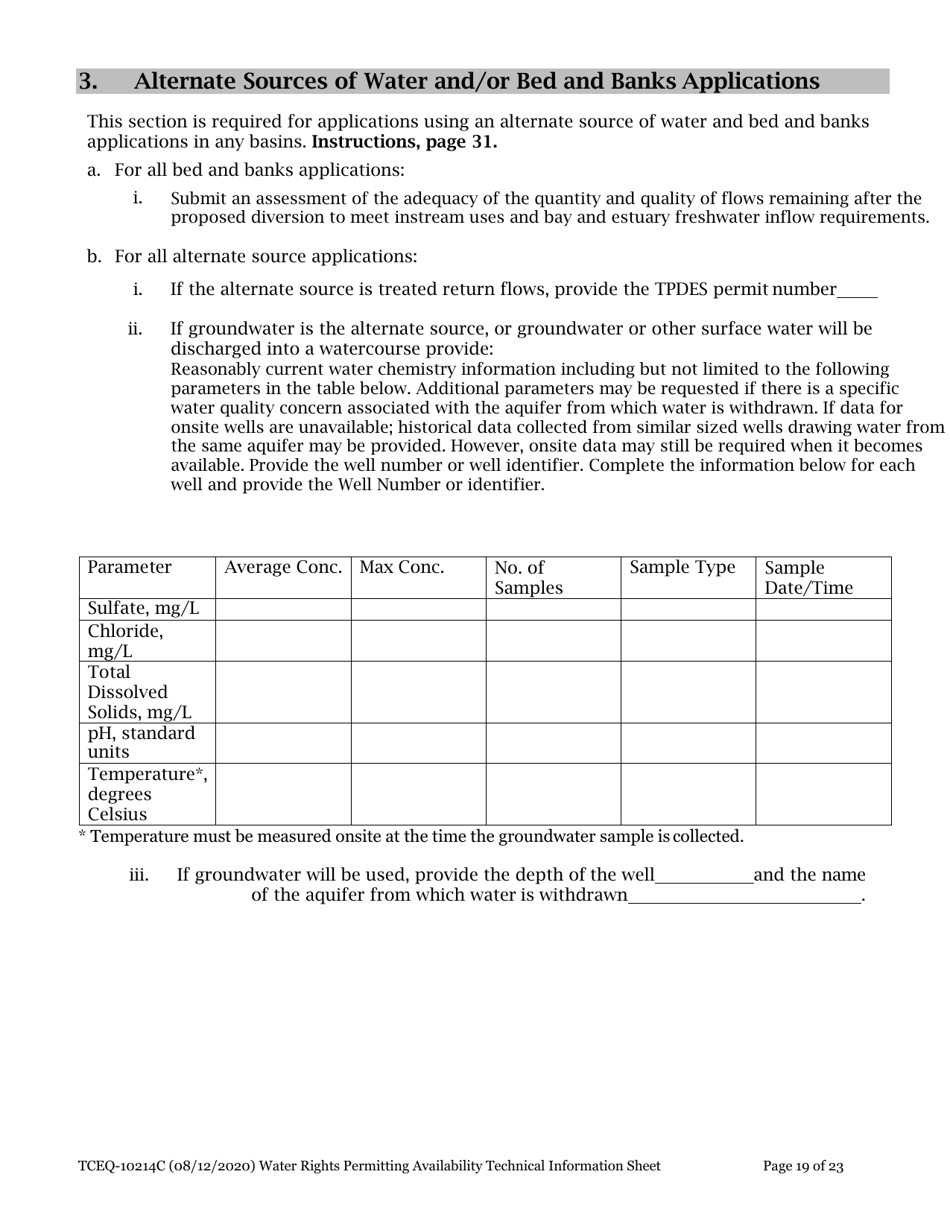 Form TCEQ-10214C Technical Information Report Water Rights Permitting - Texas, Page 19
