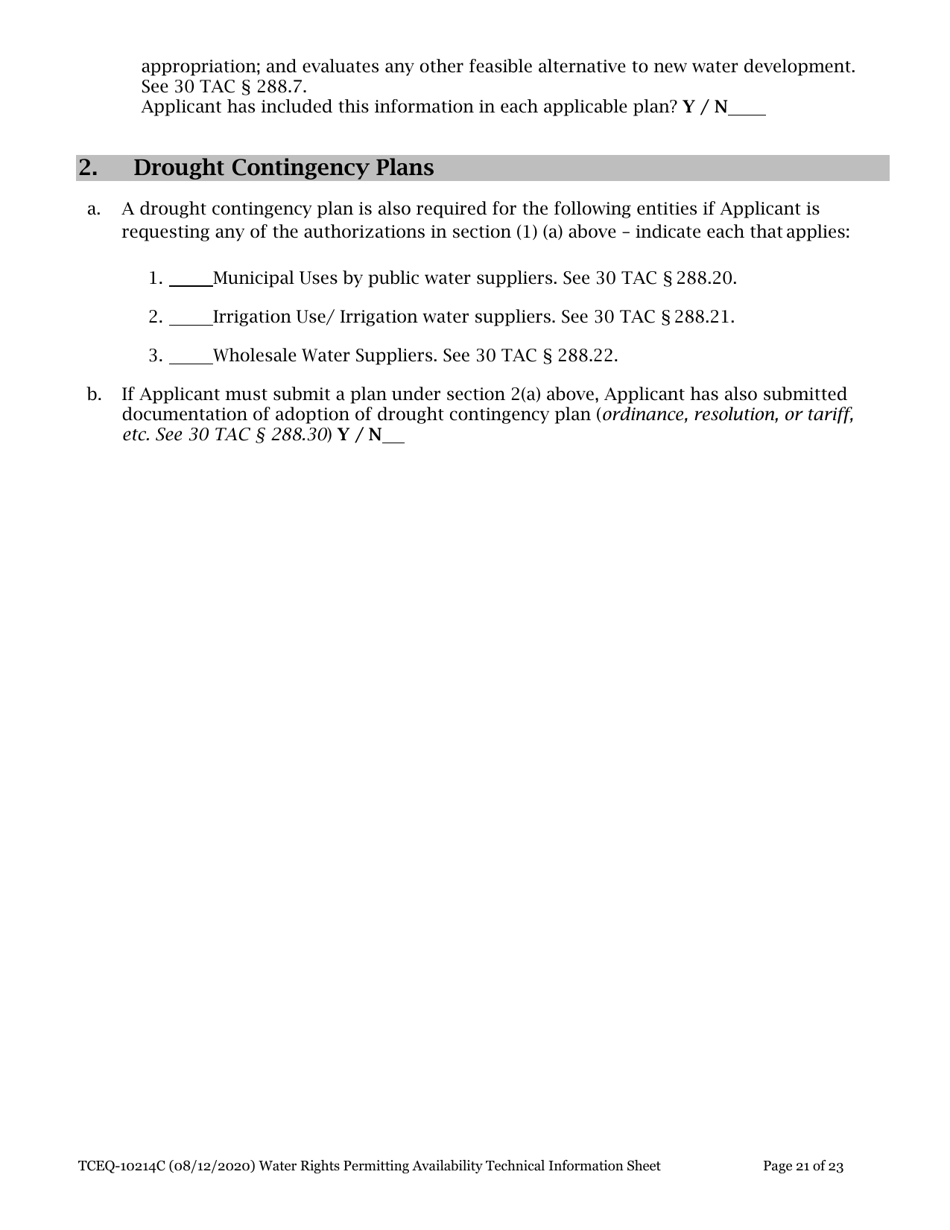 Form TCEQ-10214C Technical Information Report Water Rights Permitting - Texas, Page 21