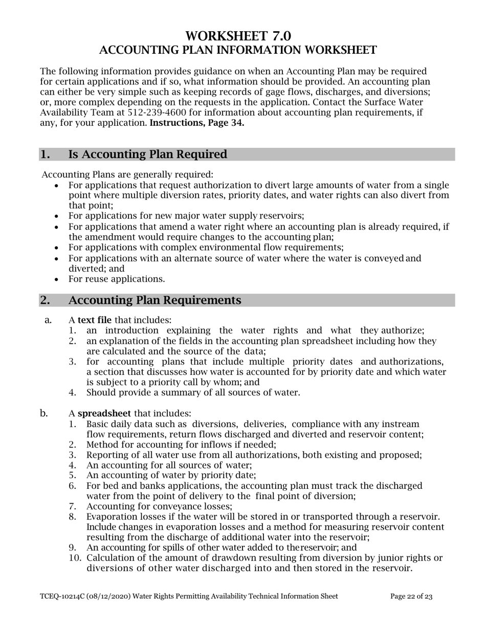 Form TCEQ-10214C Technical Information Report Water Rights Permitting - Texas, Page 22