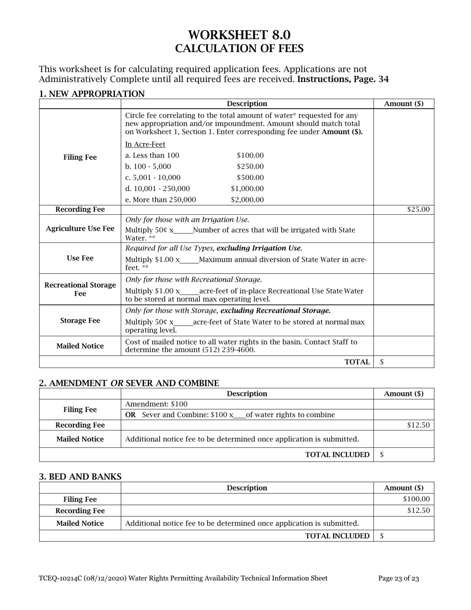 Form TCEQ-10214C Technical Information Report Water Rights Permitting - Texas, Page 23