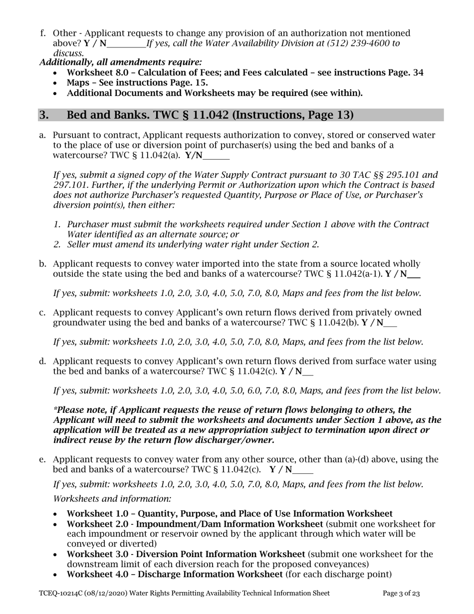 Form TCEQ-10214C Technical Information Report Water Rights Permitting - Texas, Page 3