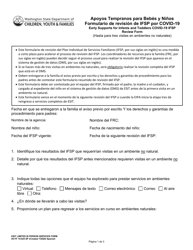 Document preview: DCYF Formulario 15-025 Apoyos Tempranos Para Bebes Y Ninos Formulario De Revision De Ifsp Por Covid-19 - Washington (Spanish)