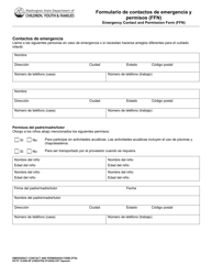 Document preview: DCYF Formulario 15-858 Formulario De Contactos De Emergencia Y Permisos (Ffn) - Washington (Spanish)