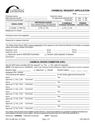 Document preview: Form DOC03-388 Chemical Request Application - Washington
