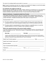 Form DOC03-112 High-Risk Employee Accommodation Request - Washington, Page 2