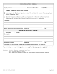 Form DOC03-112 High-Risk Employee Accommodation Request - Washington, Page 3