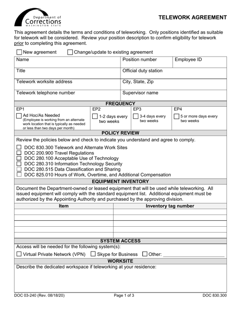 Form DOC03-240  Printable Pdf