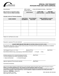Document preview: Form DOC21-787 Special Visit Request - Washington (English/Spanish)