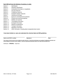 Form DOC21-565 Hazard Communication Label and Safety Data Sheet Training - Washington, Page 2