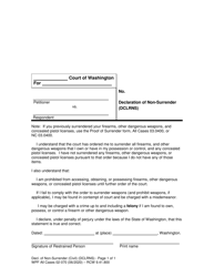 Document preview: Form WPF All Cases02-070 Declaration of Non-surrender (Dclrns) - Washington