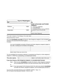Document preview: Form WPF All Cases02-050 Order to Surrender and Prohibit Weapons - Washington