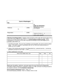 Form UH-04.0500 Order for Protection - Harassment (Orah) - Washington