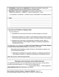 Form UH-03.0200 Temporary Protection Order and Notice of Hearing - Harassment - Washington, Page 2