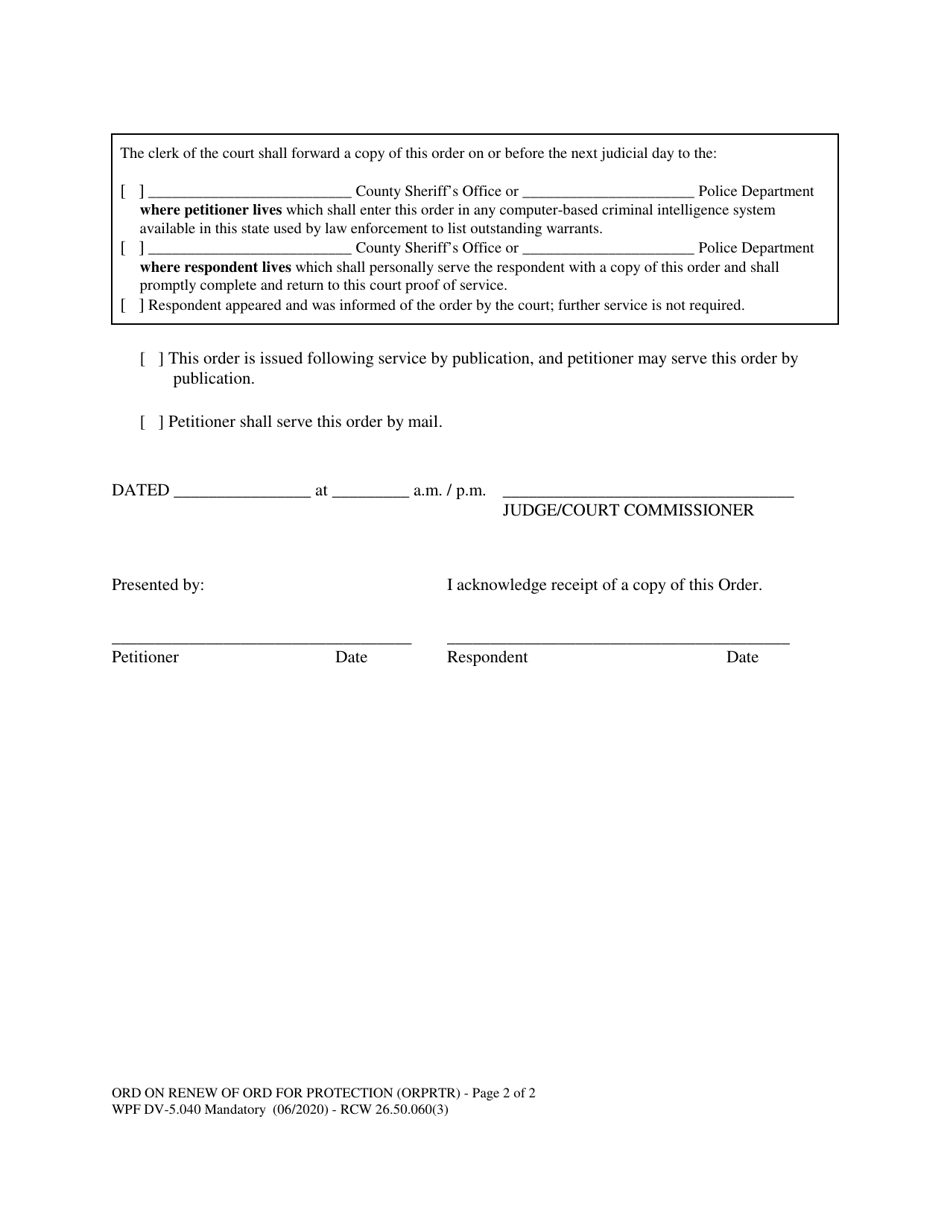 Form WPF DV-5.040 Download Printable PDF or Fill Online Order on ...