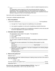 Form UHST-05.0100 Petition for an Order for Protection - Respondent Under Age 18 - Harassment (Ptah18) and/or Stalking (Ptstk18) - Washington, Page 2