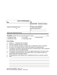 Document preview: Form WPF DV-6.020 Denial Order - Domestic Violence - Washington