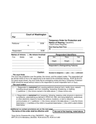 Form WPF DV-2.015 Temporary Order for Protection and Notice of Hearing - Washington