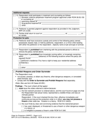 Form WPF DV-3.015 Order for Protection - Washington, Page 4