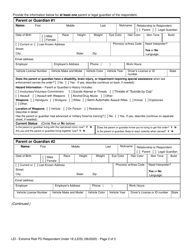 Form XR205 Law Enforcement Information - Extreme Risk Po - Respondent Under 18 Years - Washington, Page 2