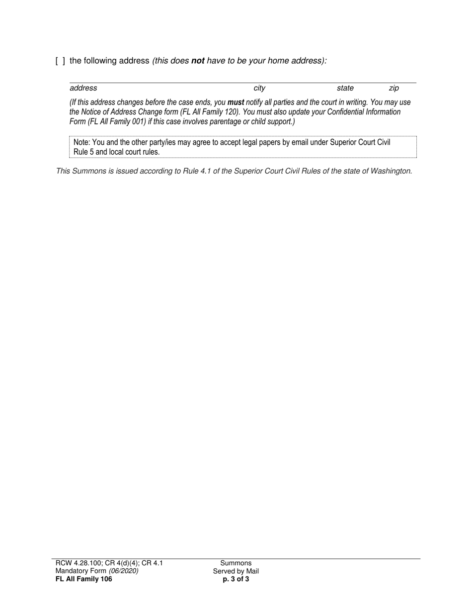 Form FL All Family106 Download Printable PDF or Fill Online Summons