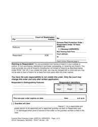Form XR241 Extreme Risk Protection Order - Respondent Under 18 Years - Washington