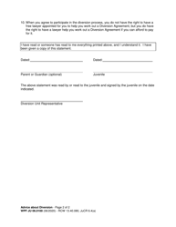 Form WPF JU06.0100 Advice About Diversion - Washington, Page 2