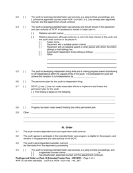 Form WPF JU03.0540 Findings and Order on Post-18 Extended Foster Care (Extending Dependency) (Or18fc) - Washington, Page 3