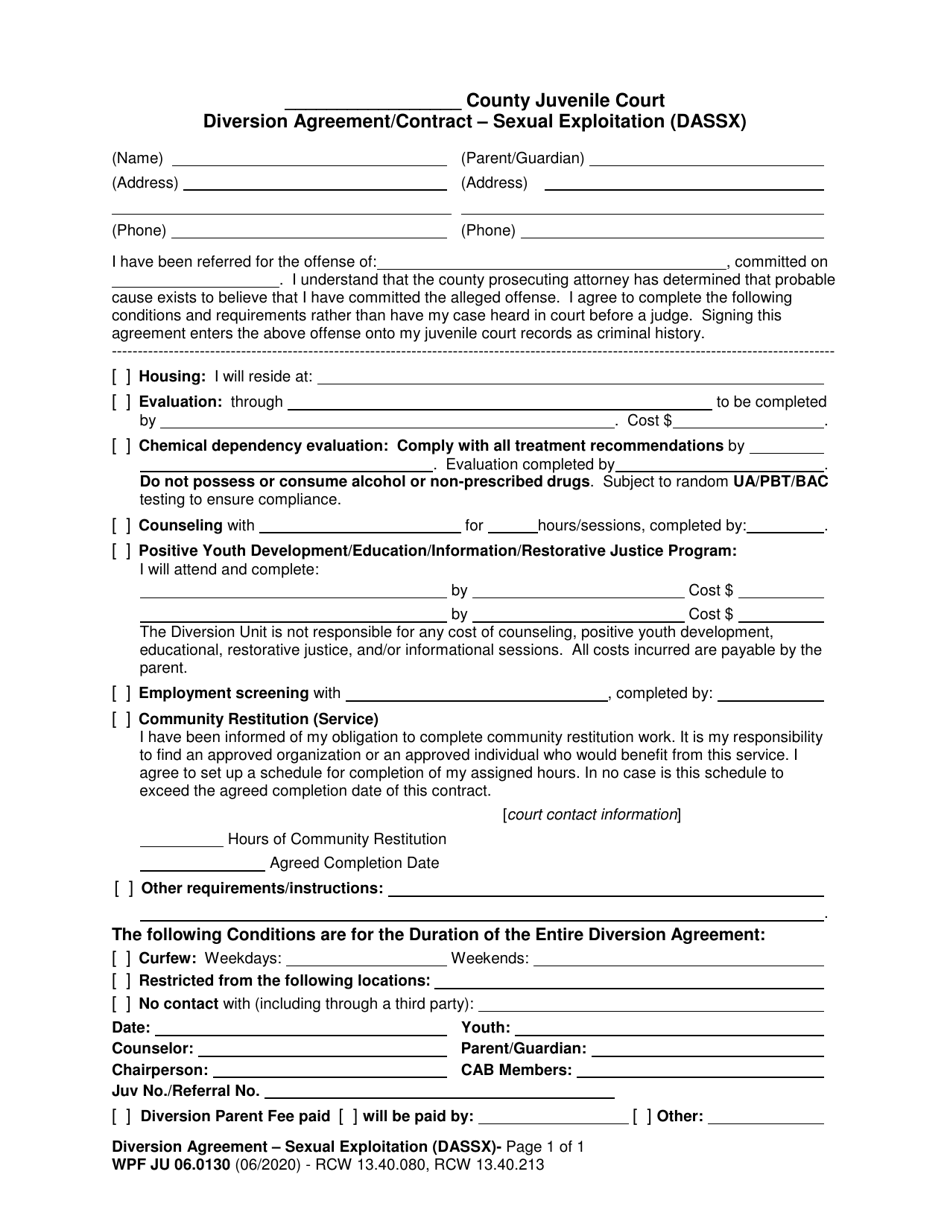 Form WPF JU06.0130 Fill Out, Sign Online and Download Printable PDF