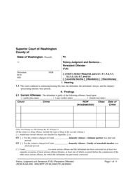 Form WPF CR84.0400 PO Felony Judgment and Sentence - Persistent Offender - Washington