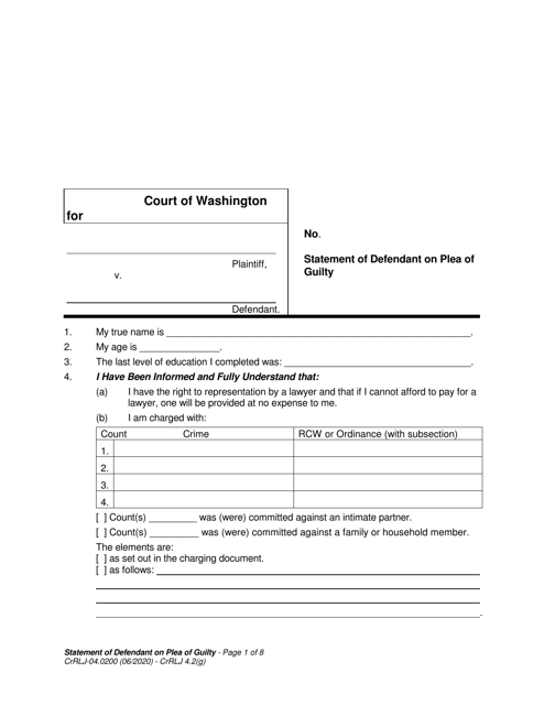 Form CrRLJ04.0200  Printable Pdf