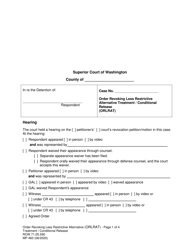 Form MP460 Order Revoking Less Restrictive Alternative Treatment / Conditional Release (Orlrat) - Washington